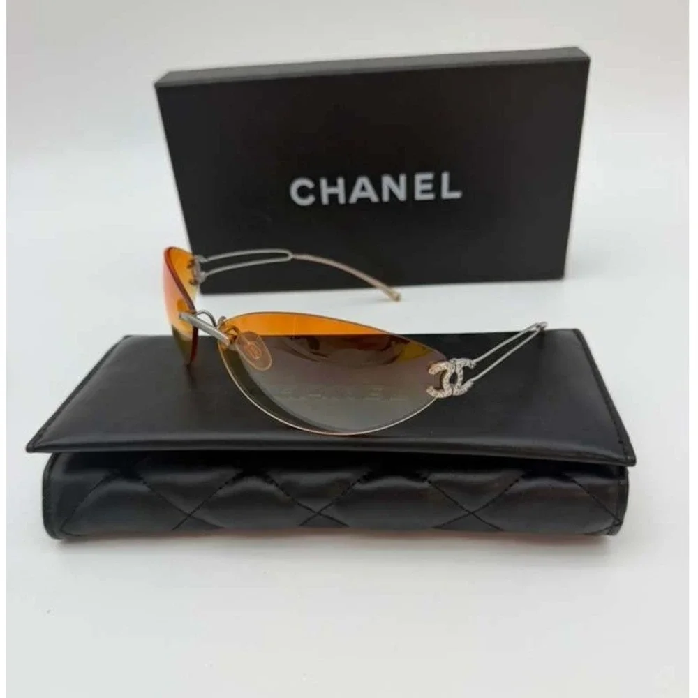 CHANEL Vintage‎ Rimless Sunglasses WS23830 Orange – 100% Authentic – Rare Y2K
